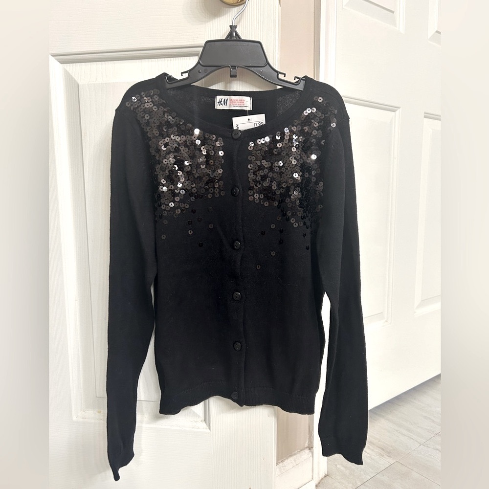 H&M girls holiday sequins cardigan sweater size 8/10 new with tags